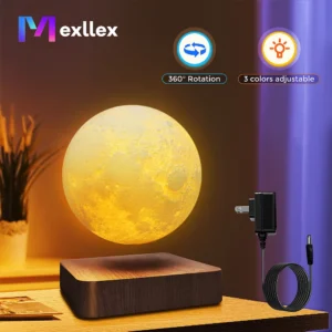 Magnetic Floating Rotating Moon Lamp with Wooden Base