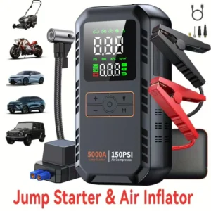 5000A 150PSI Car Jump Starter with Air Compressor Auto Tire Inflator,