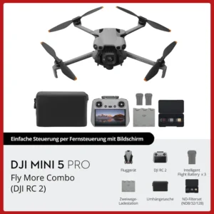DJI Mini 5 Pro Fly More Combo with DJI RC 2, Drone with Camera 1-Inch CMOS 4K Drone for Beginners with Omnidirectional Obstacle Sensing ActiveTrack 360° 225° Gimbal Rotation 3 Batteries