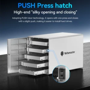 5Bay Aluminum RAID Case 80mm Booster Fan USB Type C External Hard Drive Enclosure for 2.5"3.5"SATA HDD SSD Storage - Thumbnail Image 6