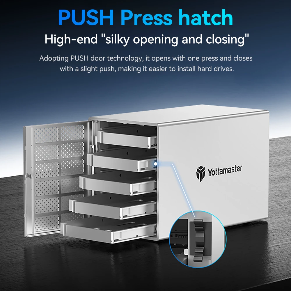5Bay Aluminum RAID Case 80mm Booster Fan USB Type C External Hard Drive Enclosure for 2.5"3.5"SATA HDD SSD Storage - Image 6