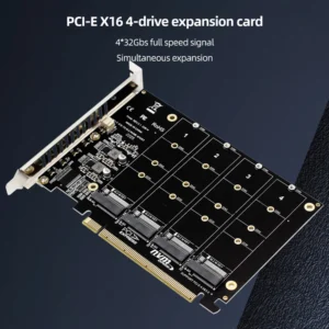 Okvyuan 4 Port M.2 NVME SSD To PCIE X16 Reader Expansion Card 4X32Gbps Host Controller Expansion Card PCIE Split/PCIE RAID LED