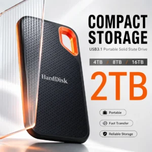 Portable Hard Drive 2TB External SSD Durable Slim Hard Disk USB 3.1 Type-C