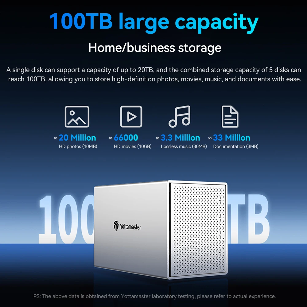 5Bay Aluminum RAID Case 80mm Booster Fan USB Type C External Hard Drive Enclosure for 2.5"3.5"SATA HDD SSD Storage - Image 4
